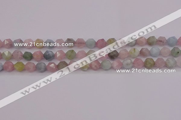 CMG202 15.5 inches 8mm faceted nuggets morganite gemstone beads