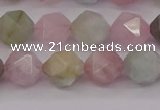 CMG203 15.5 inches 10mm faceted nuggets morganite gemstone beads