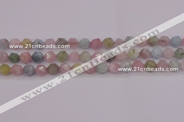 CMG203 15.5 inches 10mm faceted nuggets morganite gemstone beads