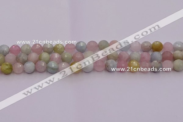 CMG211 15.5 inches 8mm faceted round morganite beads wholesale