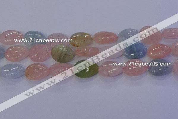 CMG234 15.5 inches 13*18mm flat teardrop morganite beads wholesale