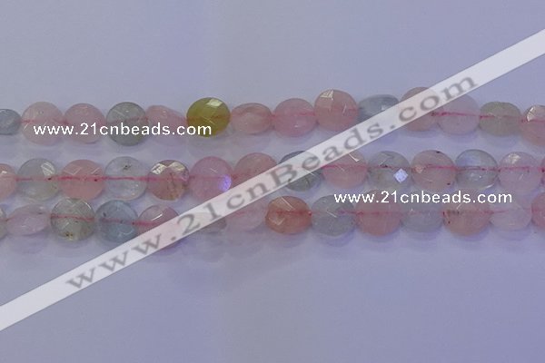 CMG253 15.5 inches 10mm faceted coin morganite beads