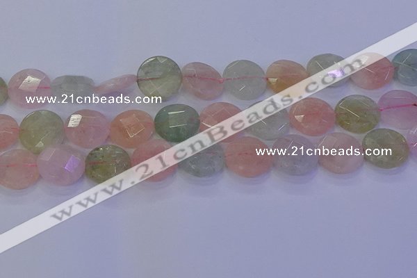 CMG256 15.5 inches 16mm faceted coin morganite beads