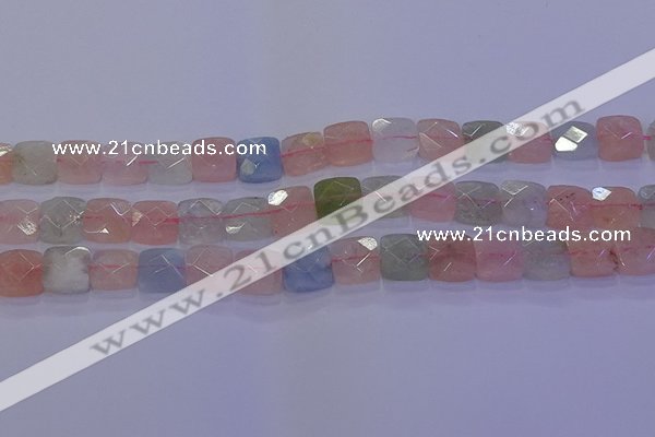 CMG259 15.5 inches 10*10mm faceted square morganite beads