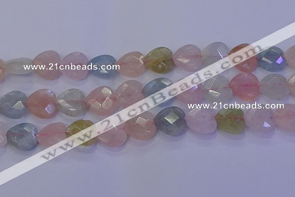CMG285 15.5 inches 14*14mm faceted heart morganite beads