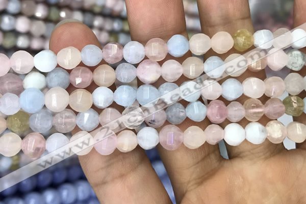 CMG307 15.5 inches 6mm faceted round morganite beads