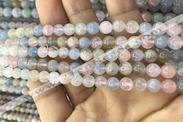 CMG341 15.5 inches 6mm round natural morganite beads