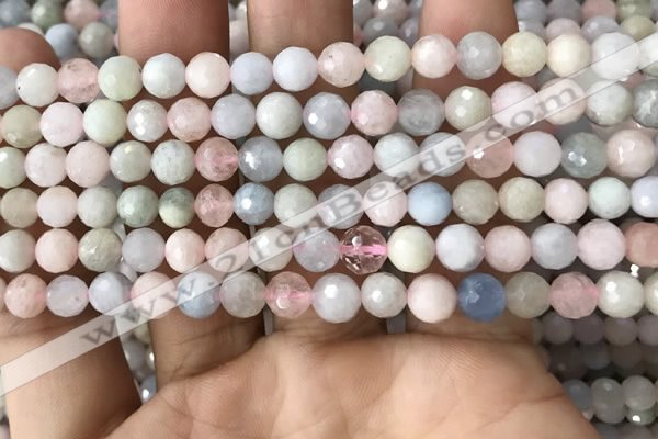 CMG378 15.5 inches 6mm faceted round morganite gemstone beads