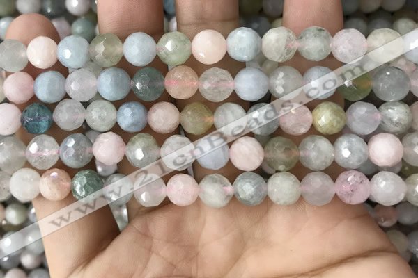 CMG379 15.5 inches 8mm faceted round morganite gemstone beads