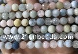 CMG387 15.5 inches 8mm faceted round morganite beads wholesale