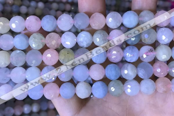 CMG417 15.5 inches 10mm faceted round morganite gemstone beads