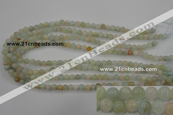 CMG51 15.5 inches 6mm round natural morganite beads wholesale