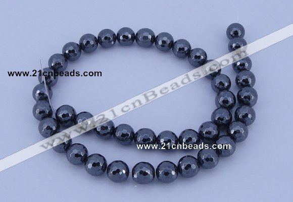 CMH02 16 inches 4mm faceted round magnetic hematite beads