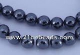 CMH04 16 inches 8mm faceted round magnetic hematite beads