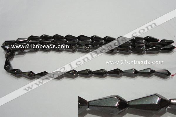 CMH142 15.5 inches 8*16mm faceted teardrop magnetic hematite beads