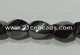 CMH151 15.5 inches 5*8mm twisted rice magnetic hematite beads