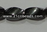 CMH154 15.5 inches 8*14mm twisted rice magnetic hematite beads