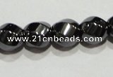 CMH157 15.5 inches 8*8mm twisted rice magnetic hematite beads