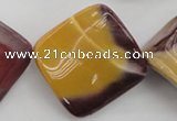 CMK108 15.5 inches 30*30mm twisted diamond mookaite beads wholesale