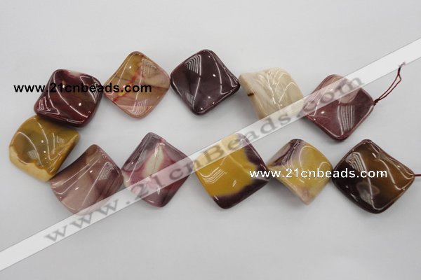 CMK108 15.5 inches 30*30mm twisted diamond mookaite beads wholesale