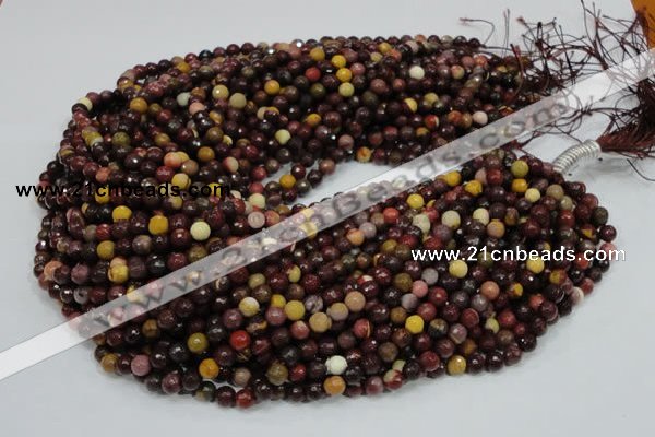 CMK15 15.5 inches 4mm faceted round mookaite beads wholesale