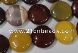 CMK242 15.5 inches 15mm flat round mookaite gemstone beads