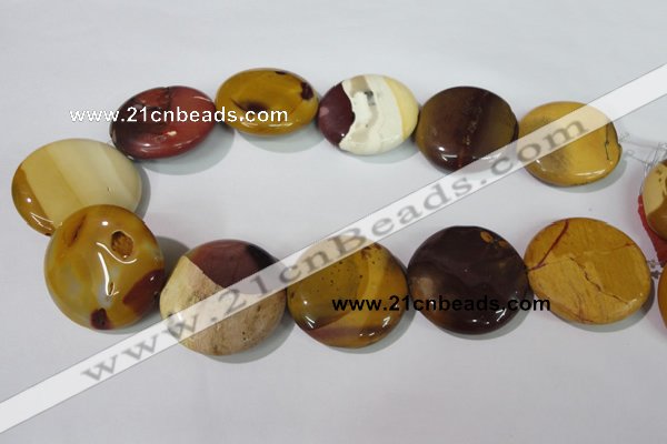 CMK247 15.5 inches 35mm flat round mookaite gemstone beads