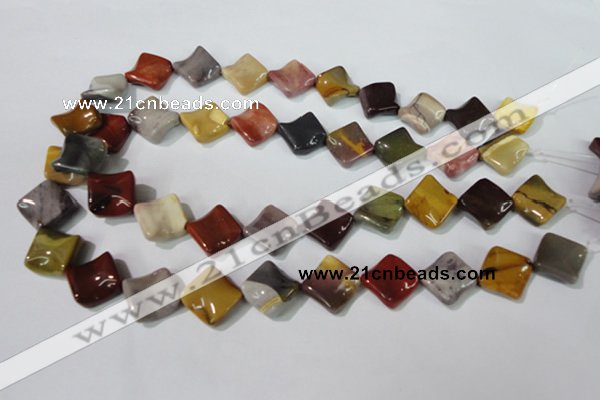 CMK280 15.5 inches 15*15mm twisted diamond mookaite gemstone beads