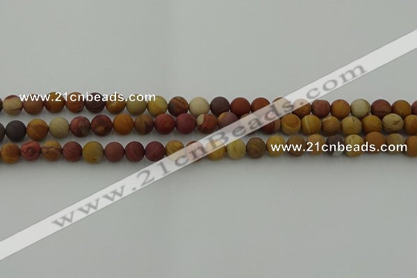 CMK311 15.5 inches 6mm round matte sunset mookaite beads