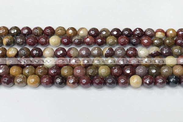 CMK356 15 inches 8mm faceted round AB-color mookaite beads