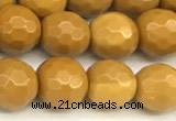 CMK365 15 inches 6mm faceted round yellow mookaite beads