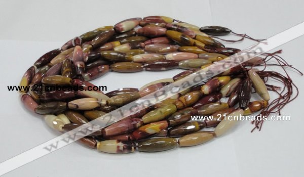 CMK48 15.5 inches 10*30mm faceted rice mookaite beads wholesale