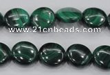 CMN100 15.5 inches 14mm flat round natural malachite beads wholesale