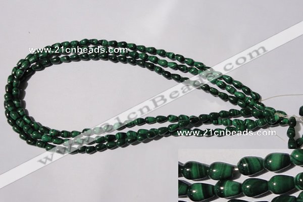 CMN216 15.5 inches 5*7mm teardrop natural malachite beads wholesale