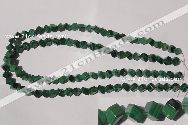 CMN246 15.5 inches 6*6mm cube natural malachite beads wholesale