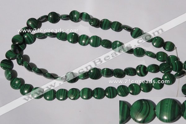 CMN253 15.5 inches 12mm flat round natural malachite beads wholesale