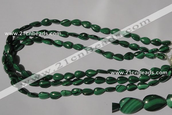 CMN281 15.5 inches 8*12mm flat teardrop natural malachite beads