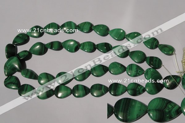 CMN285 15.5 inches 15*20mm flat teardrop natural malachite beads