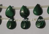 CMN321 Top-drilled 10*14mm flat teardrop natural malachite beads