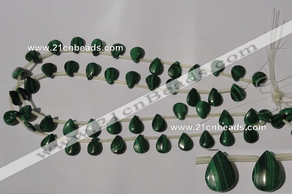 CMN321 Top-drilled 10*14mm flat teardrop natural malachite beads