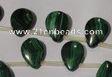 CMN322 Top-drilled 12*16mm flat teardrop natural malachite beads