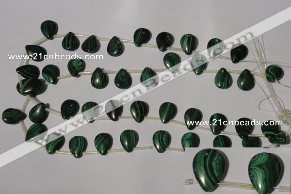 CMN322 Top-drilled 12*16mm flat teardrop natural malachite beads