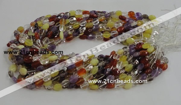 CMQ01 15.5 inches 6*8mm faceted oval multicolor quartz beads