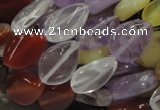 CMQ11 10*14mm twisted flat teardrop multicolor quartz beads