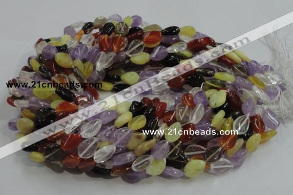 CMQ11 10*14mm twisted flat teardrop multicolor quartz beads