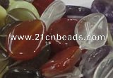 CMQ12 15*20mm twisted flat teardrop multicolor quartz beads