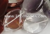 CMQ15 20*30mm twisted flat teardrop multicolor quartz beads