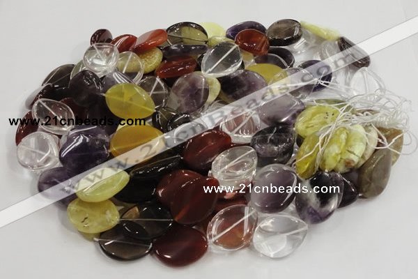 CMQ15 20*30mm twisted flat teardrop multicolor quartz beads