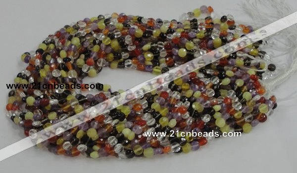 CMQ16 15.5 inches 6mm faceted coin multicolor quartz beads