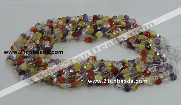 CMQ17 15.5 inches 8mm faceted coin multicolor quartz beads